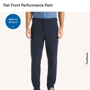 Nautica Men's Navy Flat Front Dress Pants